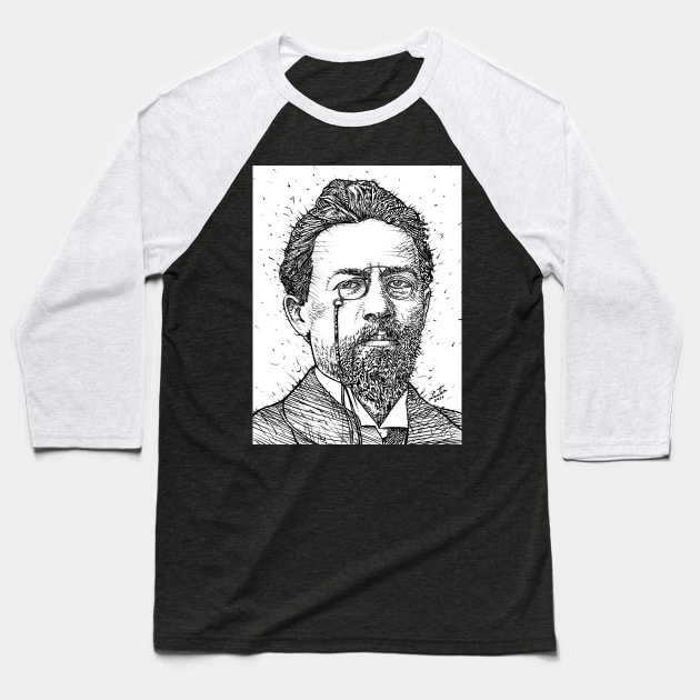 ANTON CHEKHOV ink portrait Baseball T-Shirt by lautir